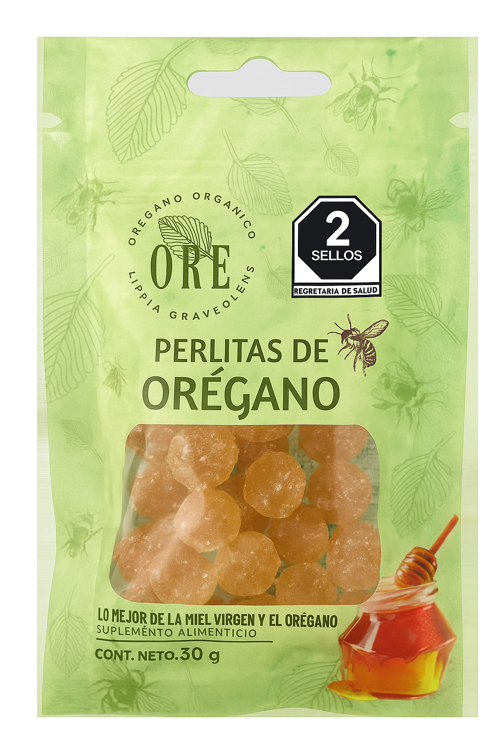 ORE Perlitas OREGANO CON MIEL 30G (3 PACK)